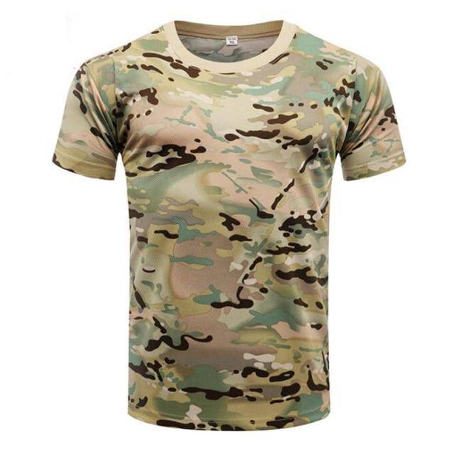 Quick-Dry O-Neck T-Shirt for Men in Camouflage - Ideal for Outdoors