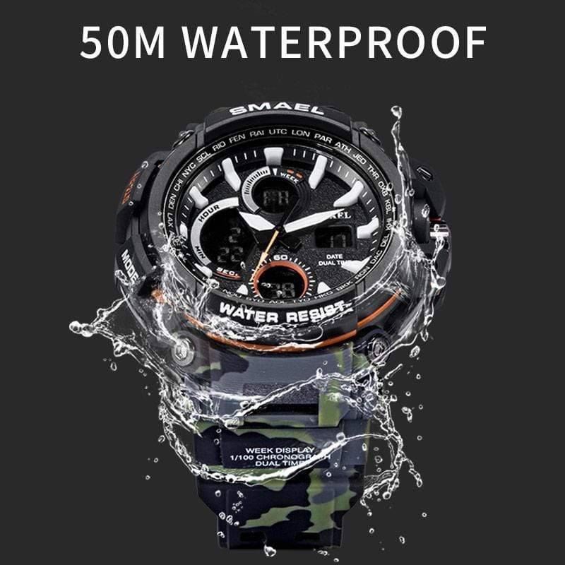 Camouflage Military Watch for Men - Digital and Analog Dual Time Display