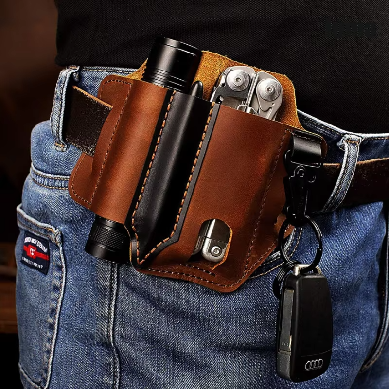 Multitool Holster for Everyday Carry - Genuine Leather Belt Sheath for Men