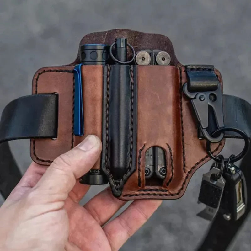 Multitool Holster for Everyday Carry - Genuine Leather Belt Sheath for Men