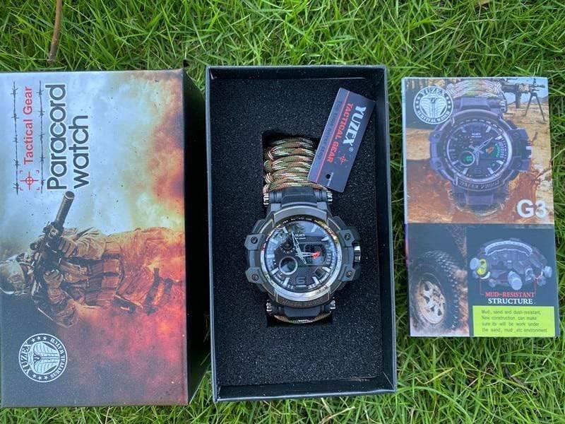 Waterproof Survival Watch for Men with Multi-functional Paracord Design