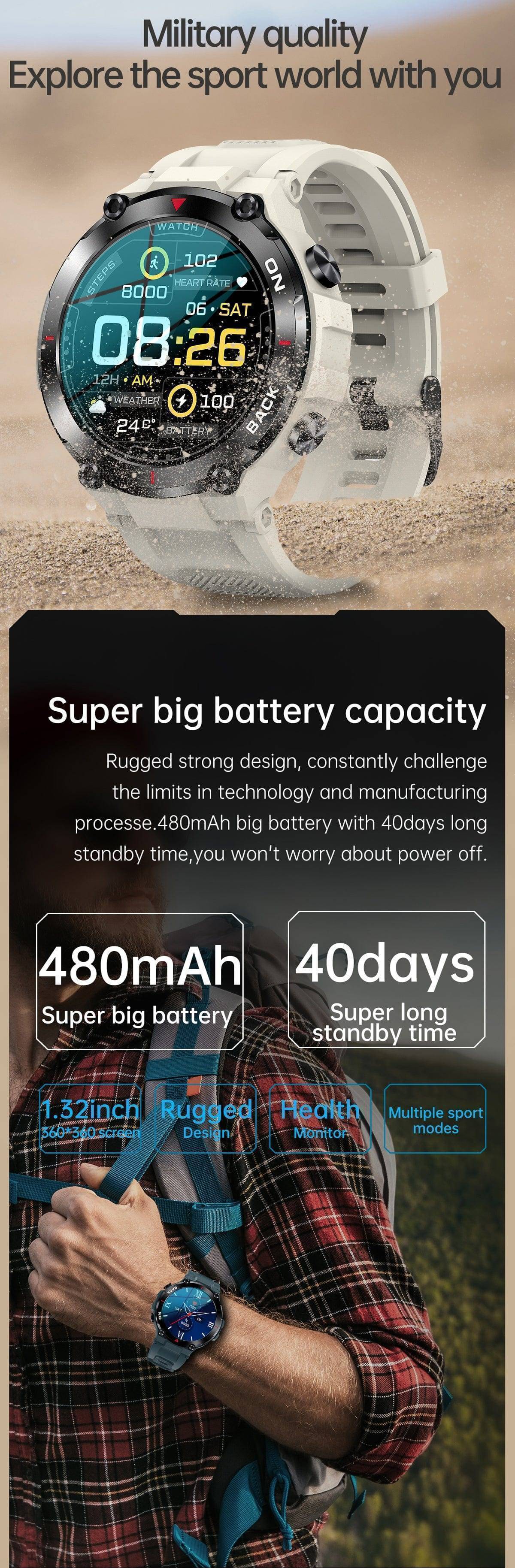 Multifunctional Fitness Tracker for Men - Outdoor GPS Smartwatch