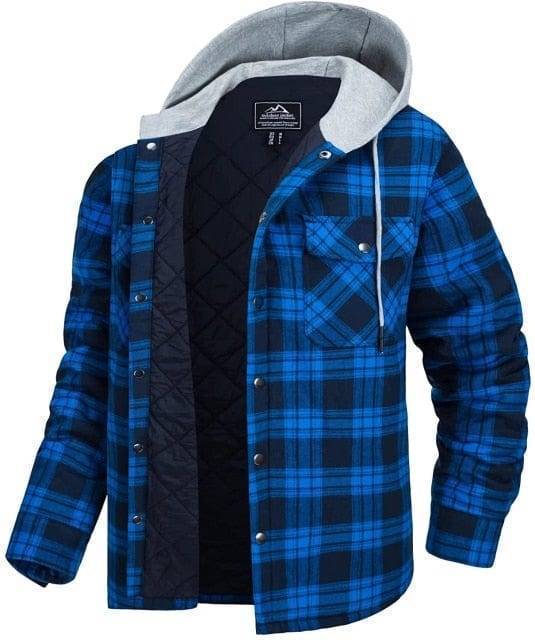 Plaid Flannel Jacket with Quilted Lining for Men