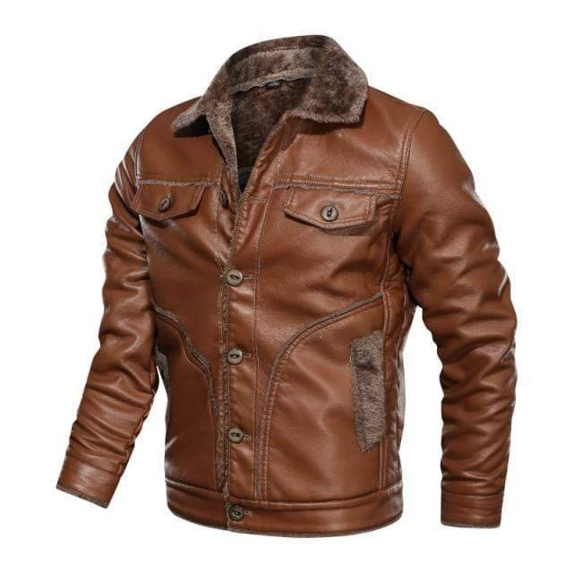 Men's Vintage Motorcycle Jacket in PU Leather