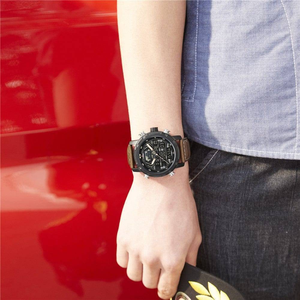 Men's Leather Watch with Quartz Movement for Active Lifestyle