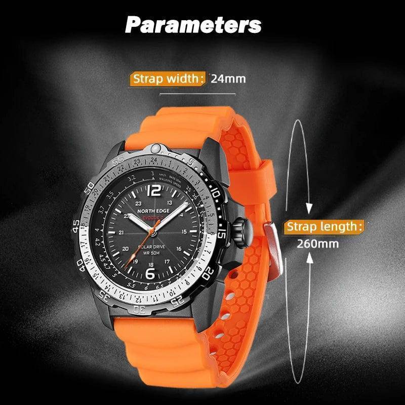 Solar-Powered Sports Watch for Men - Waterproof Design
