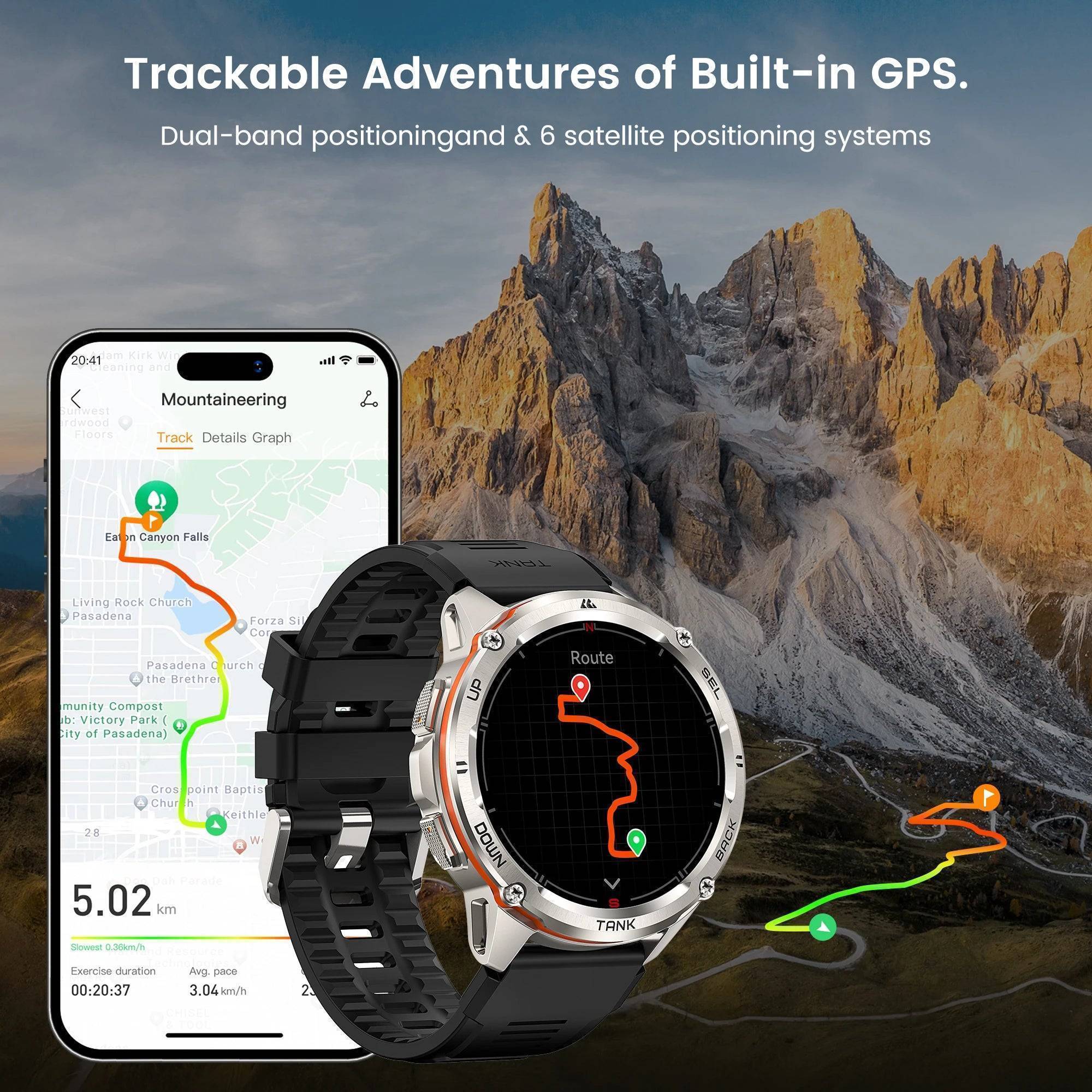 Rugged Fitness Tracker with GPS and AMOLED Display for Men