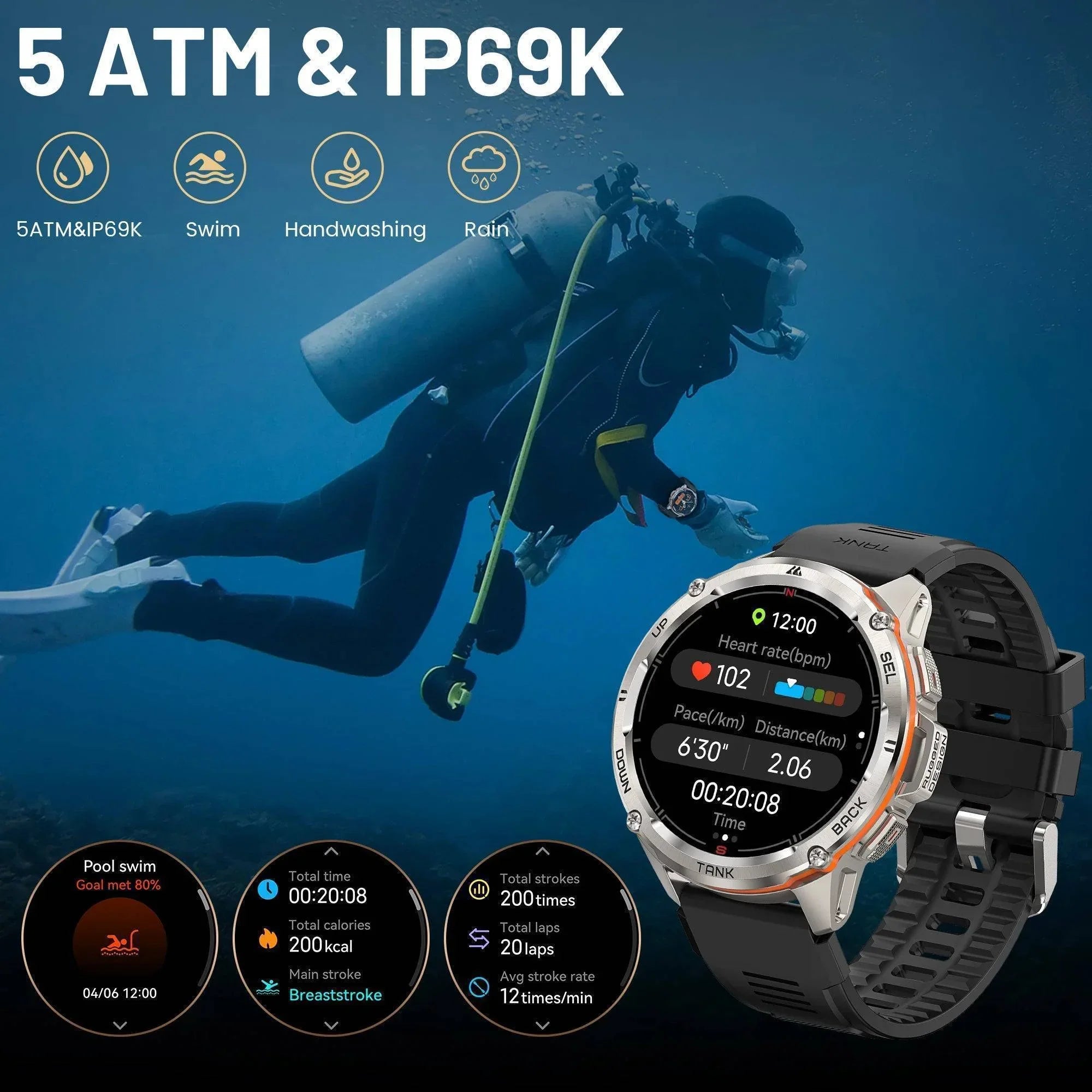 Rugged Fitness Tracker with GPS and AMOLED Display for Men
