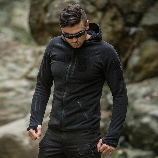 Fleece Training Jacket for Men with Hood – Outdoor Tactical Style