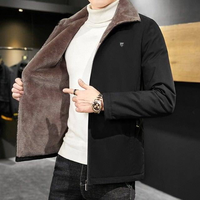Men's Insulated Coat with Faux Fur Trimmed Collar