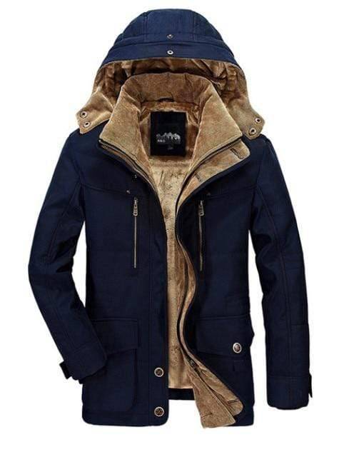 Warm Fleece Parka Jacket for Men with Removable Hood