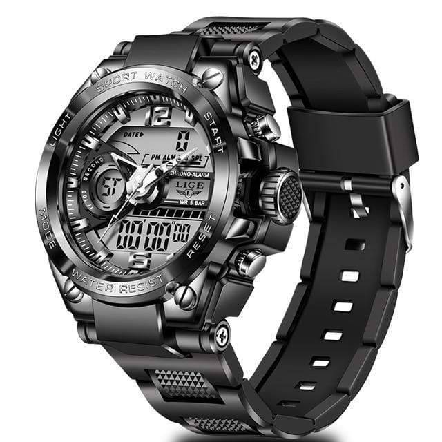 Digital Analog Sports Watch for Men - Waterproof with LED Display