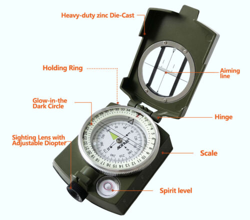 Outdoor Navigation Lensatic Compass – Military-Grade Sighting Tool