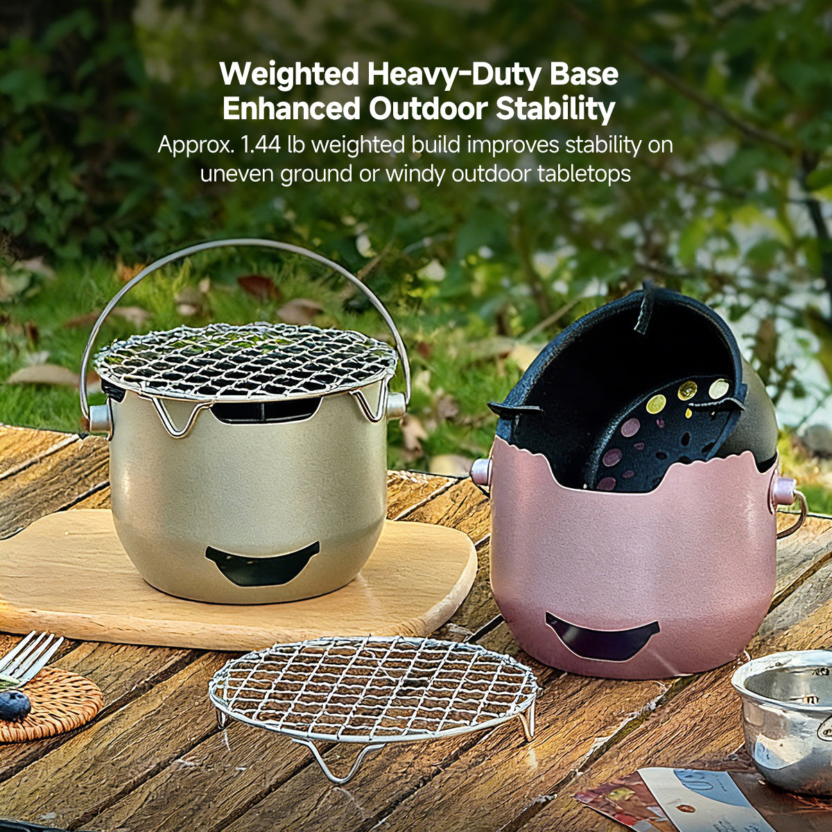 Portable Mini Charcoal Grill in Cast Iron for Outdoor Camping