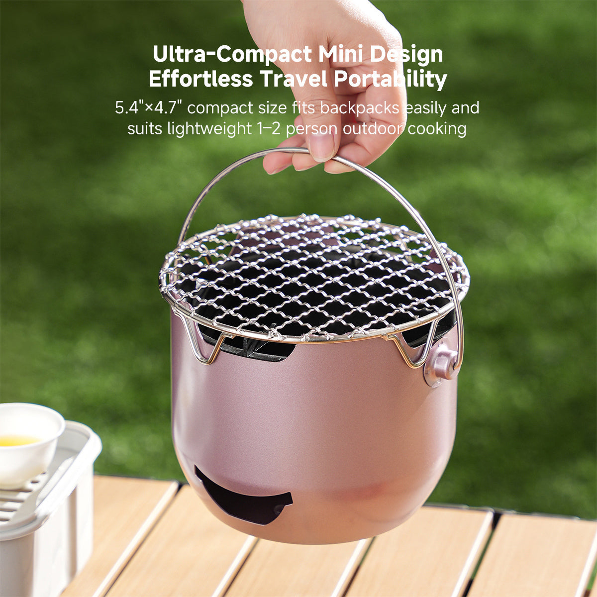 Portable Mini Charcoal Grill in Cast Iron for Outdoor Camping