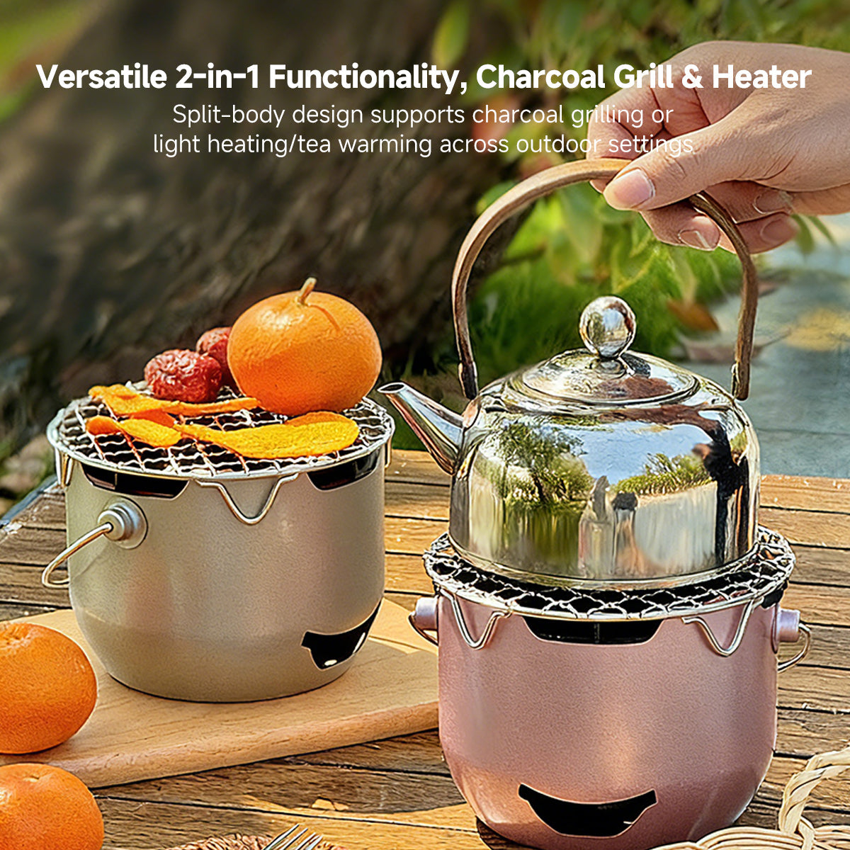 Portable Mini Charcoal Grill in Cast Iron for Outdoor Camping