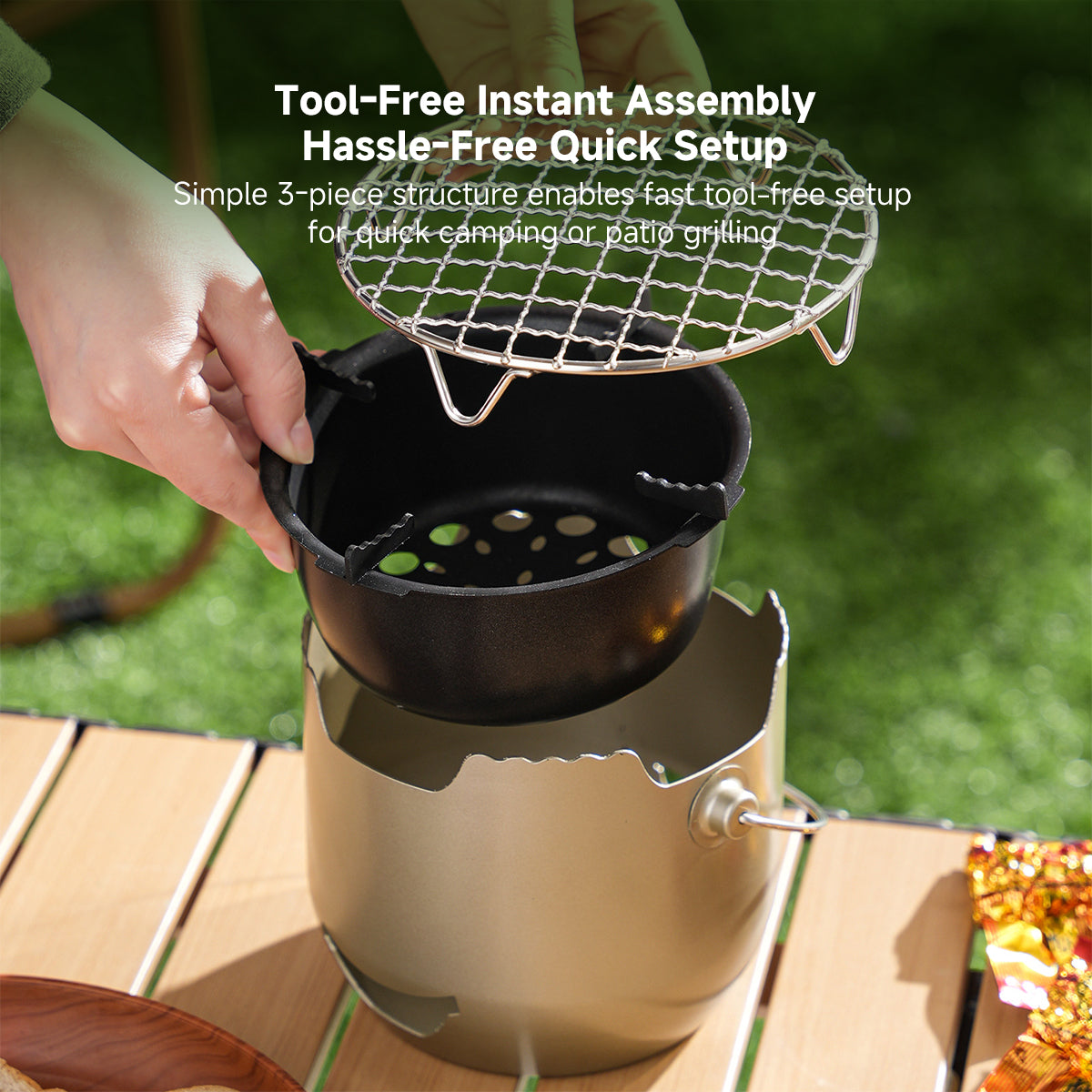 Portable Mini Charcoal Grill in Cast Iron for Outdoor Camping