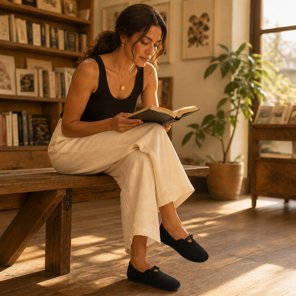 SolaraStep™ – Slipper-Soft Suede Flats with Rope Tie Detail