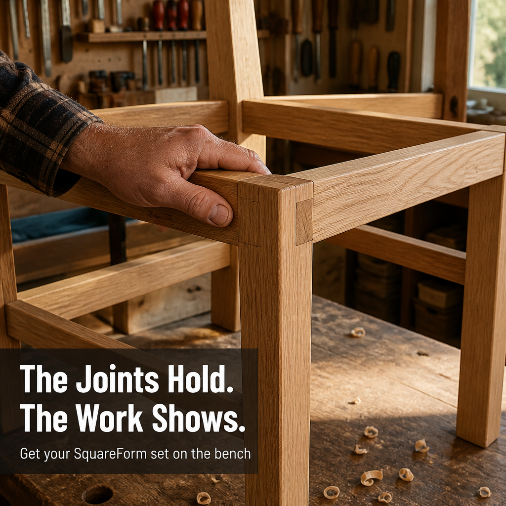 SquareForm™ — Drill Dead-Square Mortise Holes That Lock Tenons Tight