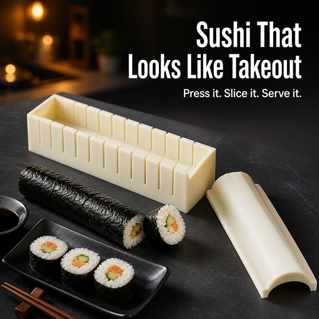 RollMaster™ — Press Restaurant-Tight Sushi Rolls and Slice Even Pieces Every Time