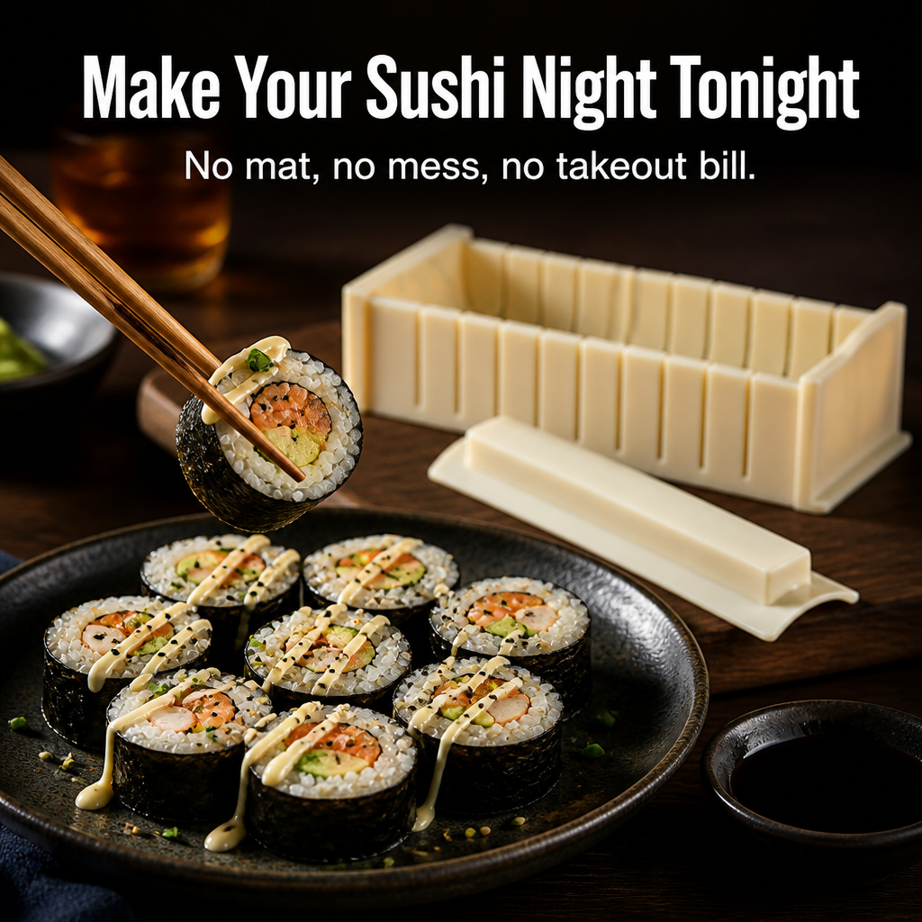 RollMaster™ — Press Restaurant-Tight Sushi Rolls and Slice Even Pieces Every Time