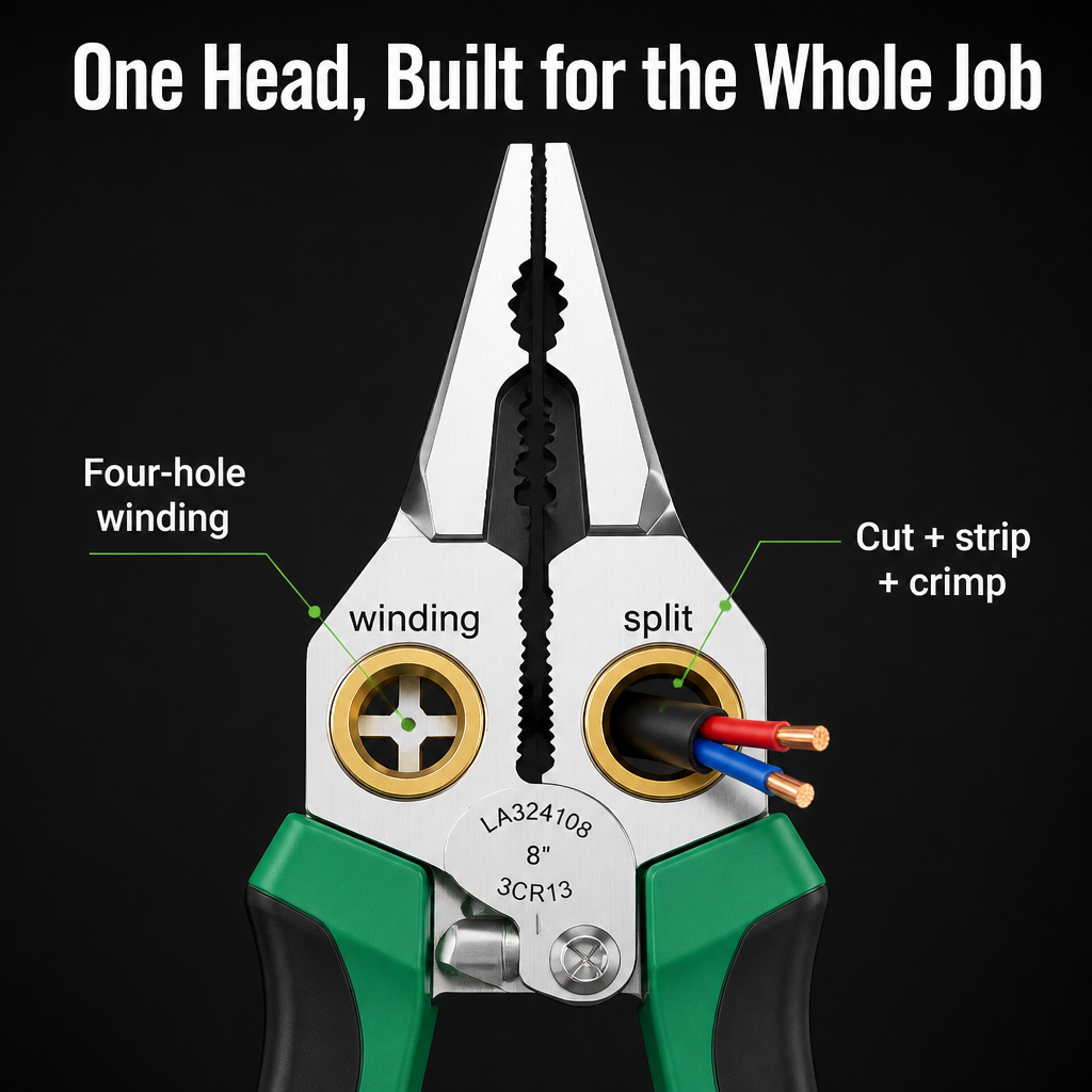 VoltEdge™ — Strip, Cut, Crimp & Spot Live Wires With One Tool