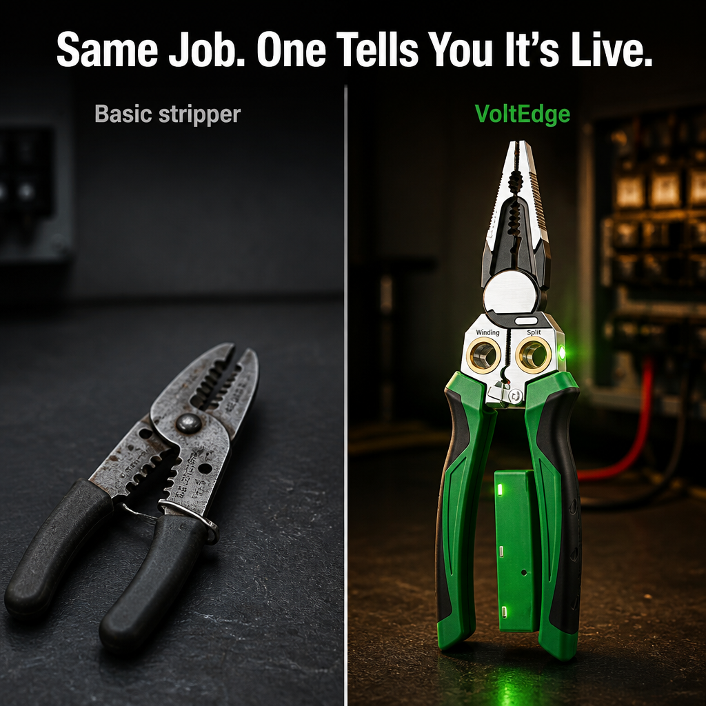 VoltEdge™ — Strip, Cut, Crimp & Spot Live Wires With One Tool