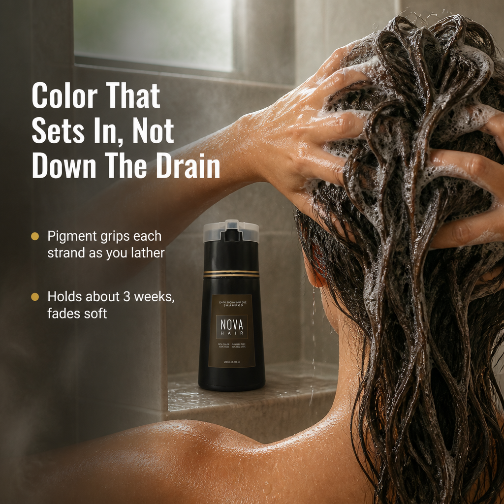 NovaHair™ — Cover Every Gray In One 10-Minute Shower, No Box Dye