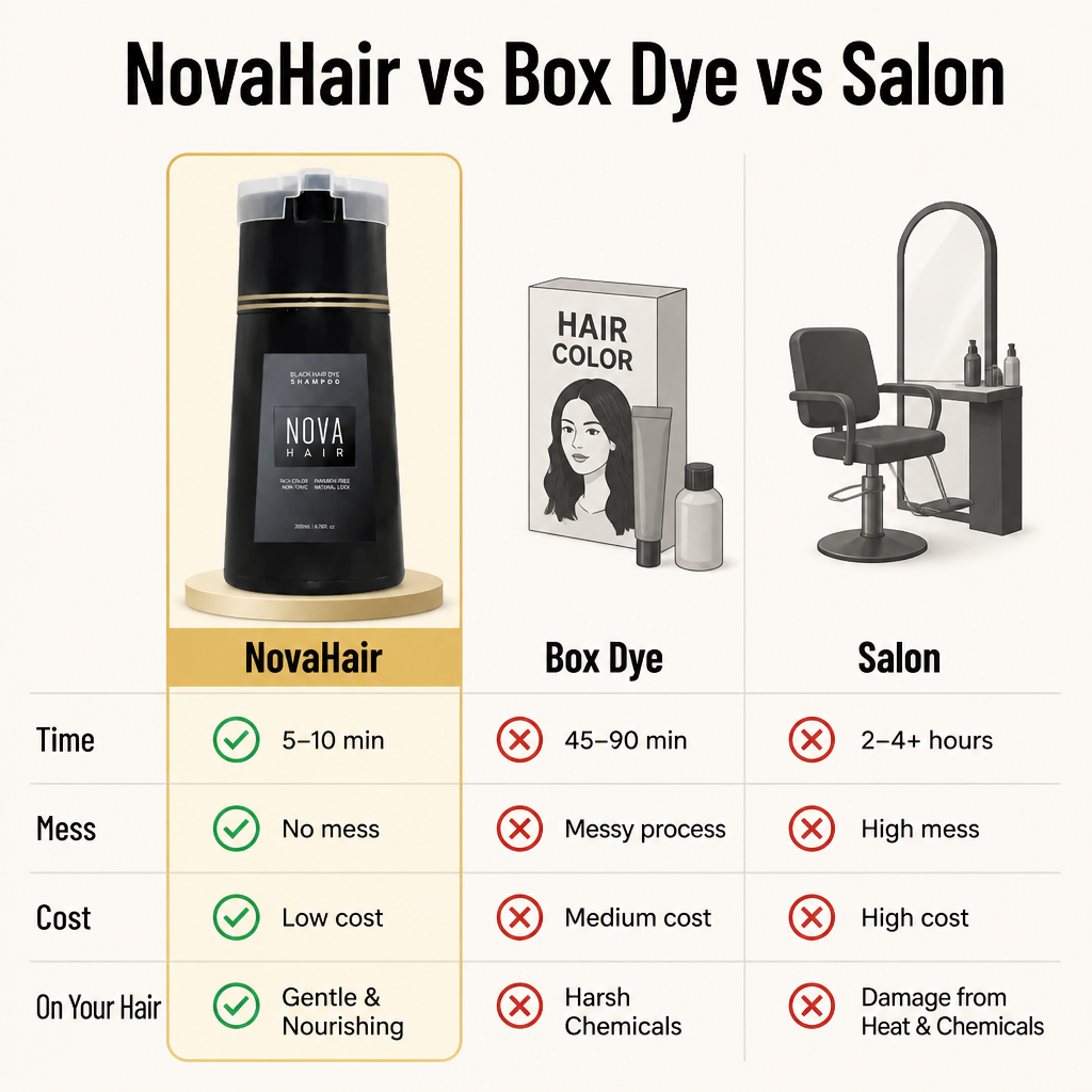 NovaHair™ — Cover Every Gray In One 10-Minute Shower, No Box Dye