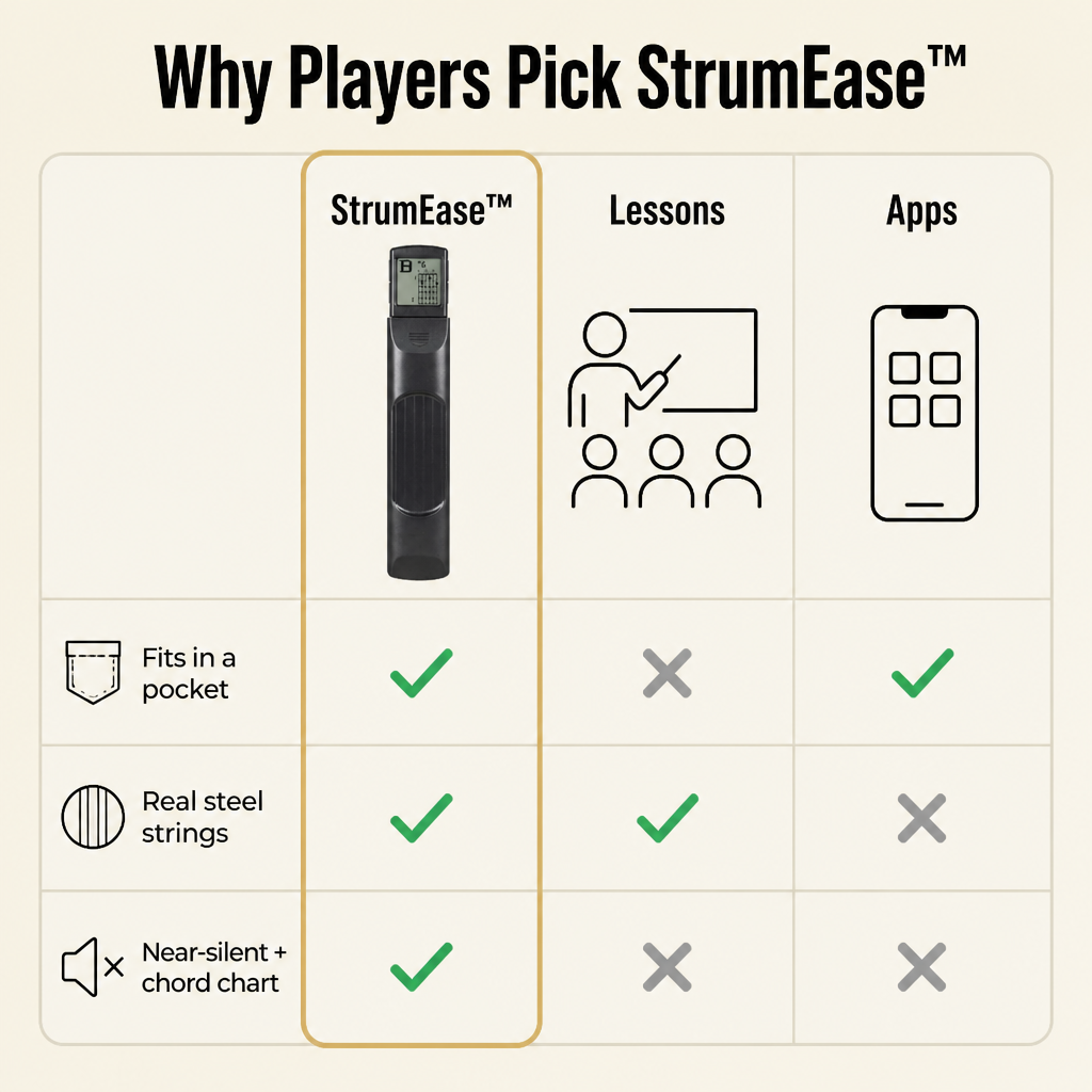 StrumEase™ — Practice Real Guitar Chords Anywhere Without Making a Sound