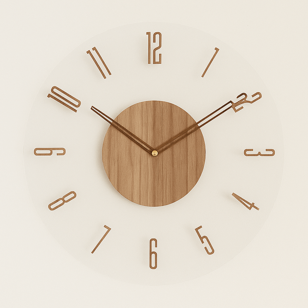 Natural Wood Nordic Wall Clock – Silent Design