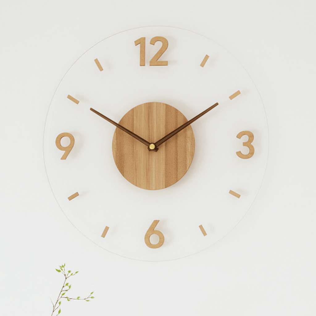 Natural Wood Nordic Wall Clock – Silent Design
