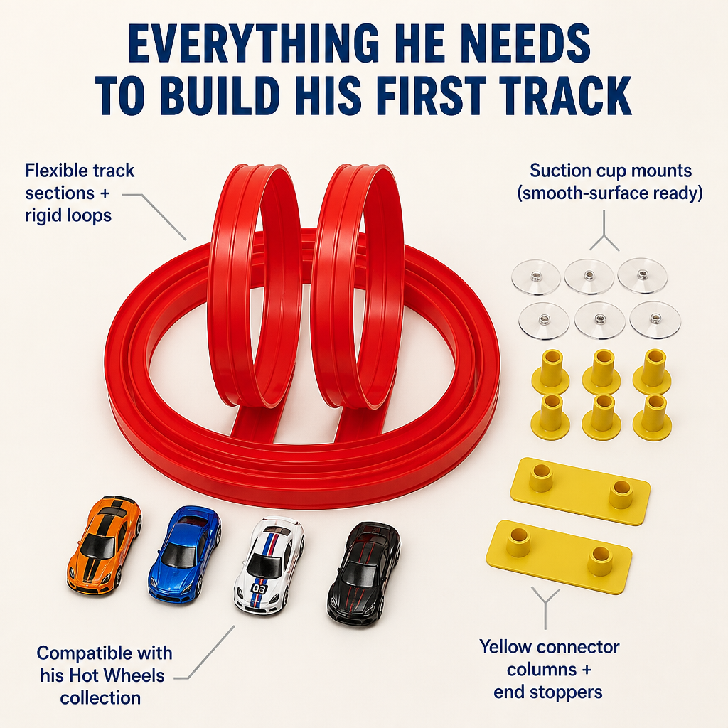 RapidRace™ — Snap a Race Track Onto Any Wall, Window, or Fridge