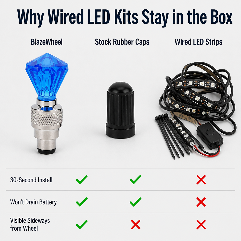 BlazeWheel™ — Snap On Diamond LED Caps That Light Up When You Ride