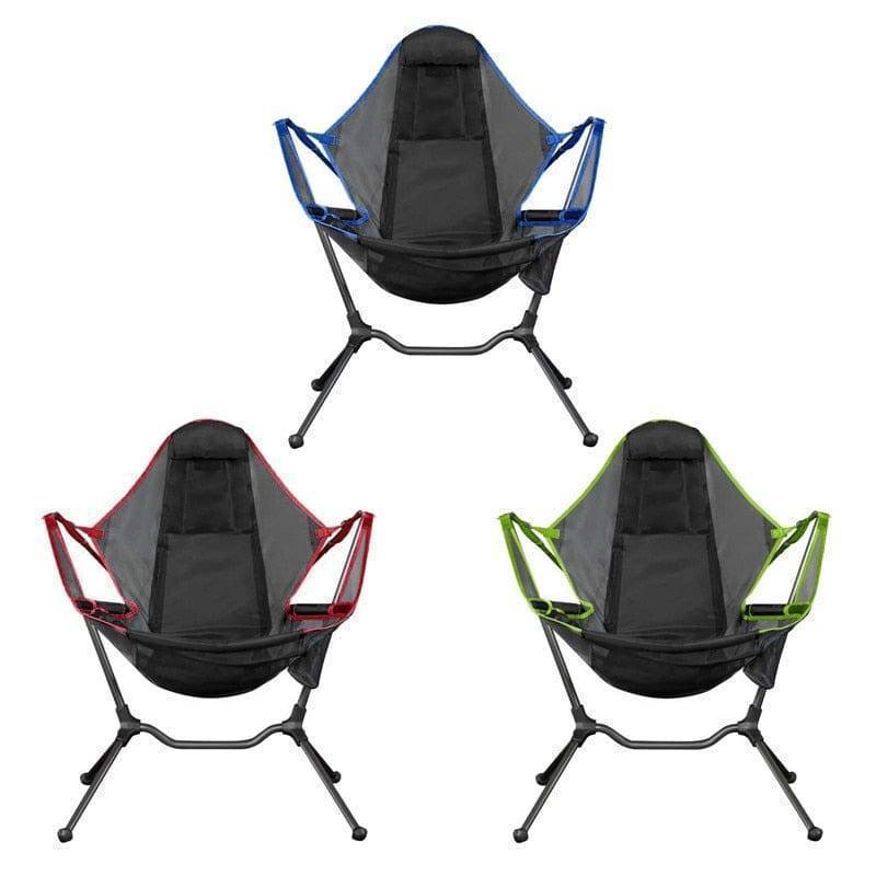 Folding Rocking Chair for Camping and Fishing - Portable with Pillow