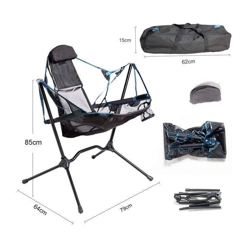 Folding Rocking Chair for Camping and Fishing - Portable with Pillow