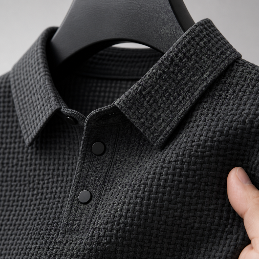 VentraBreeze™ – Cooling Textured Knit Polo with Snap-Button Placket