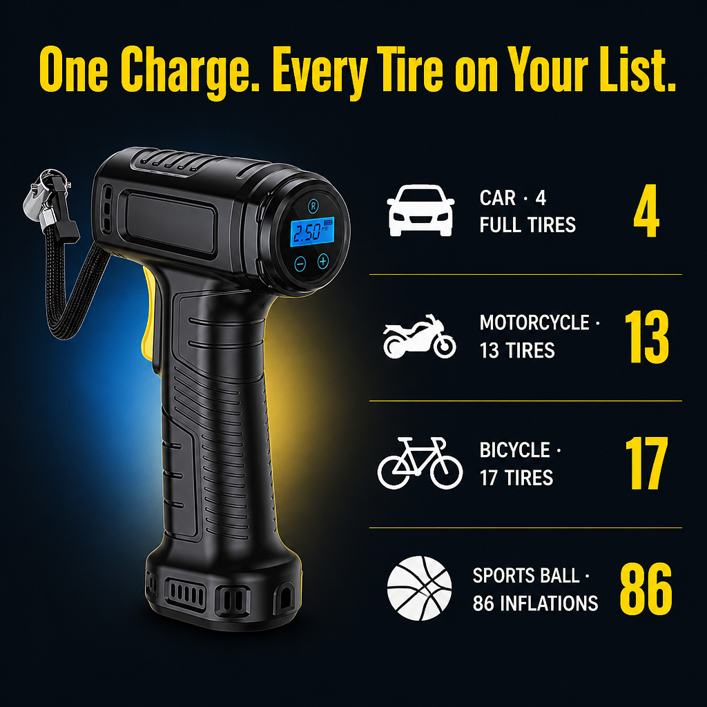 BlazeAir™ — Top Off Any Tire on Any Roadside in Under 4 Minutes