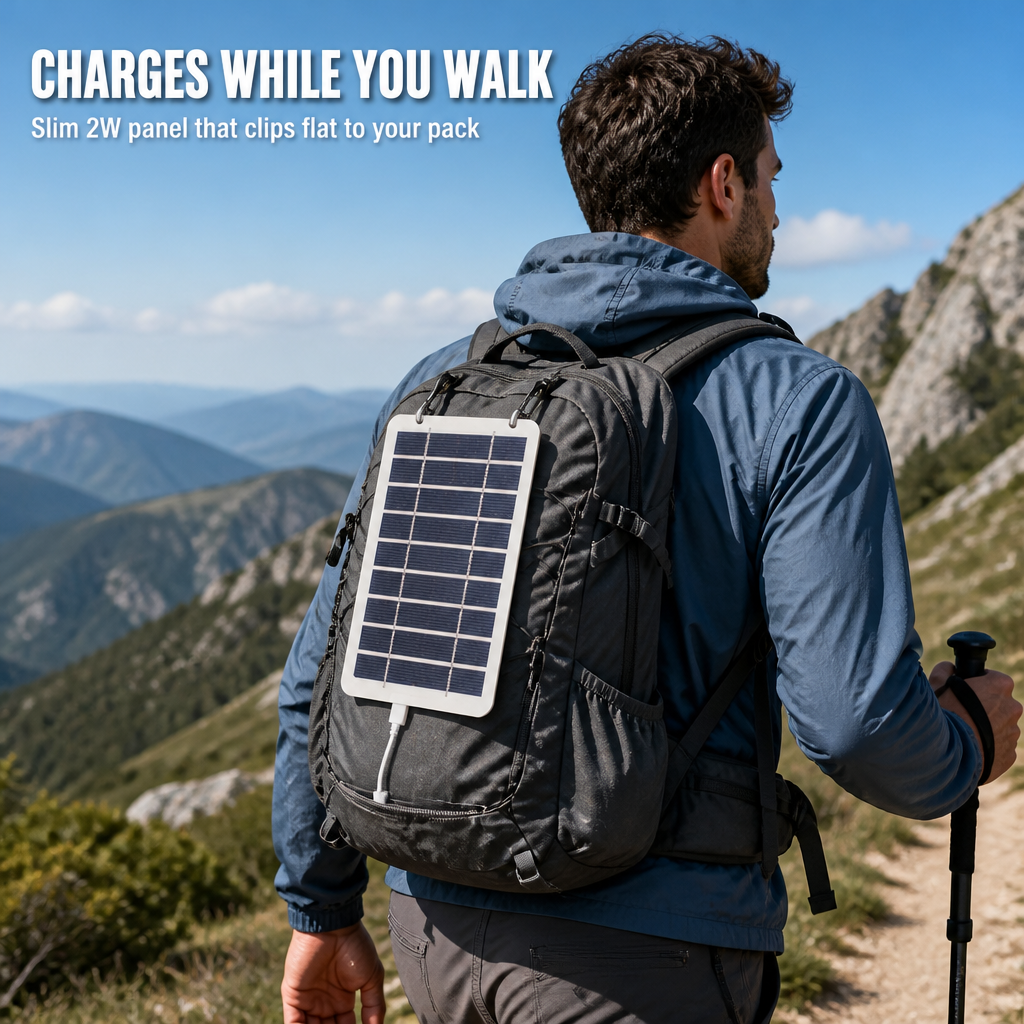 SolaraFlex™ — Clip On Your Pack, Top Off Power Banks While You Hike