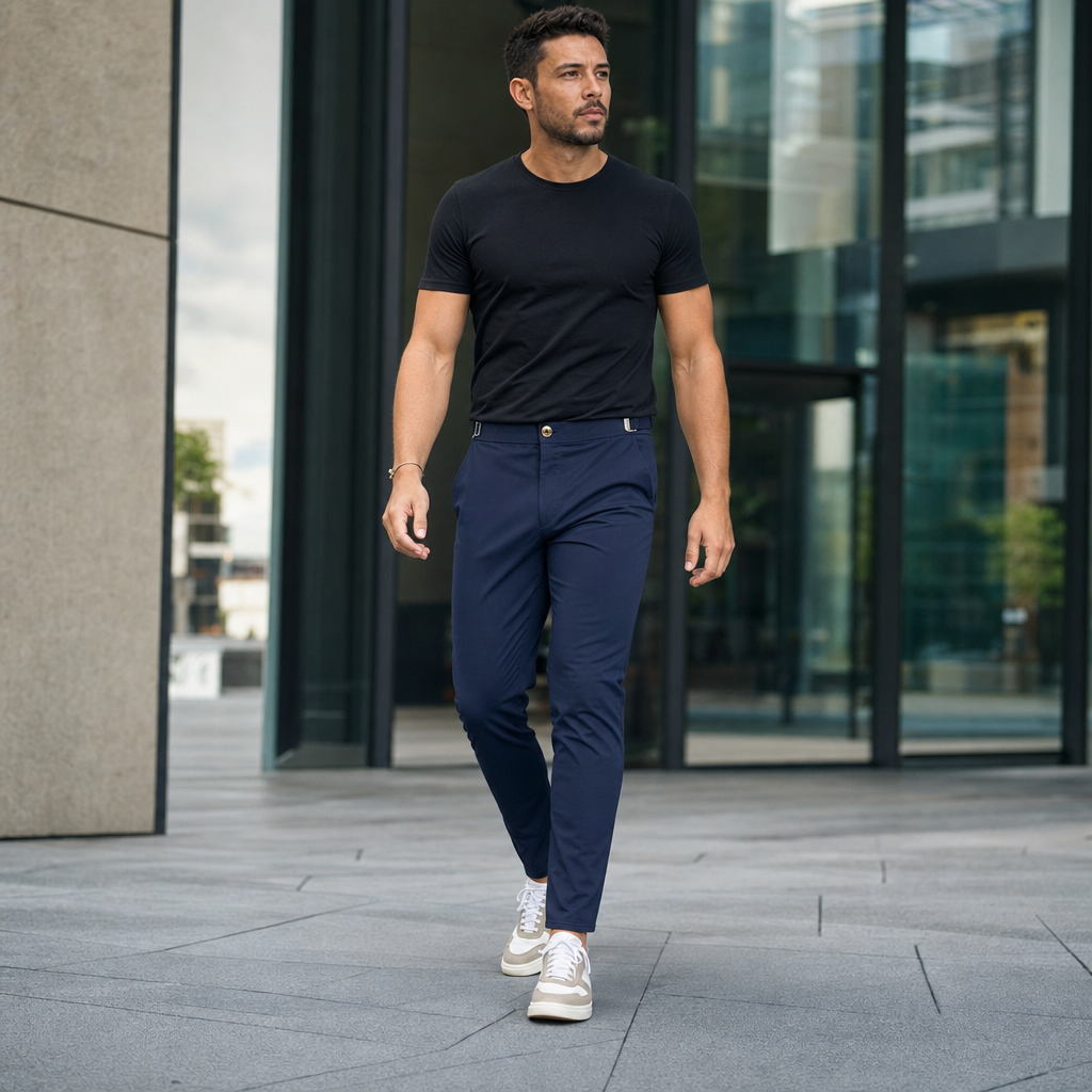 FlexiForm™ – Slim-Fit Stretch Pants with Adjustable Side Buckle