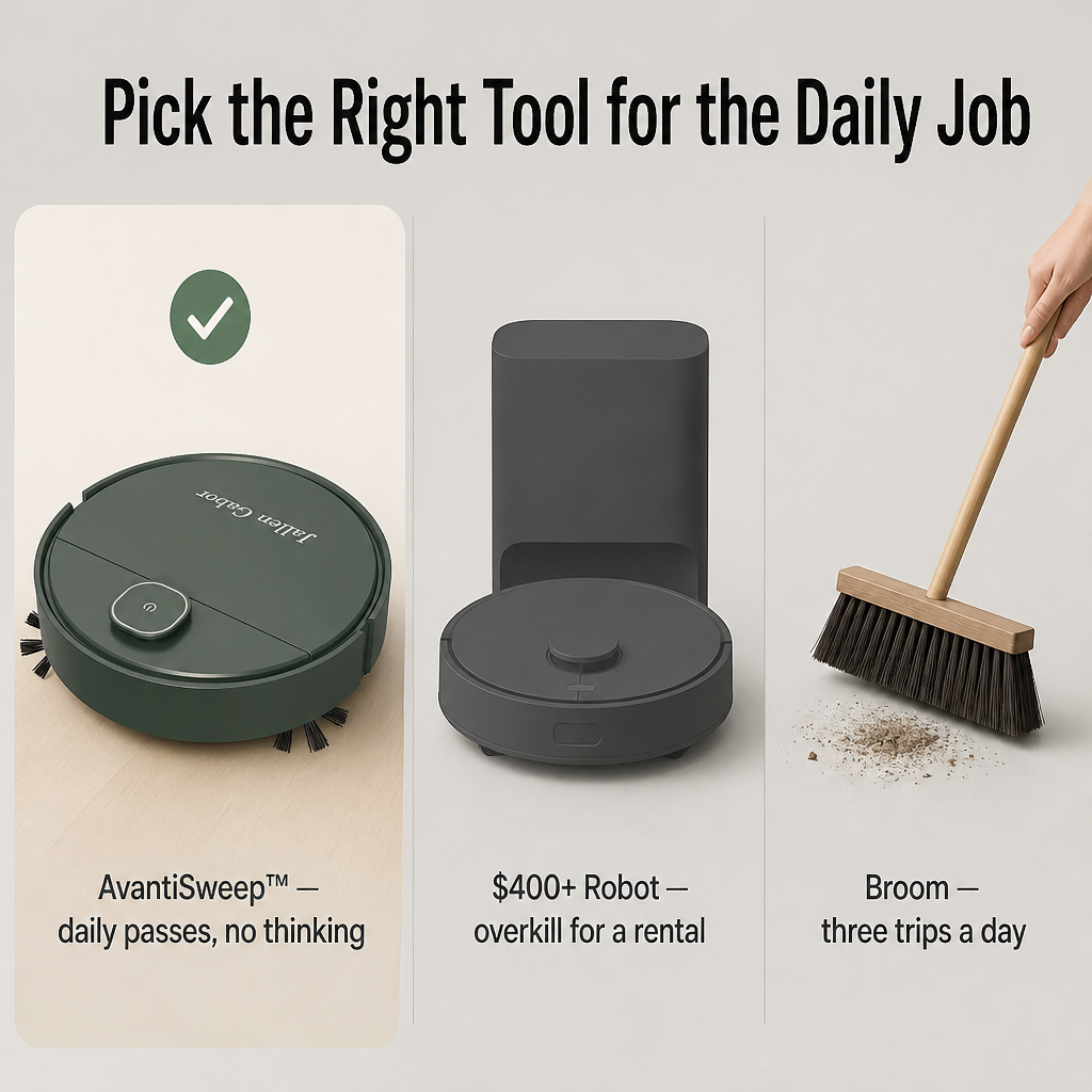 AvantiSweep™ — Sweep Up Daily Hair, Dust & Crumbs Between Cleans