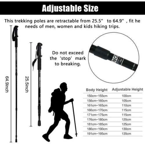 Pair of Adjustable Trekking Poles with Anti-Shock Feature