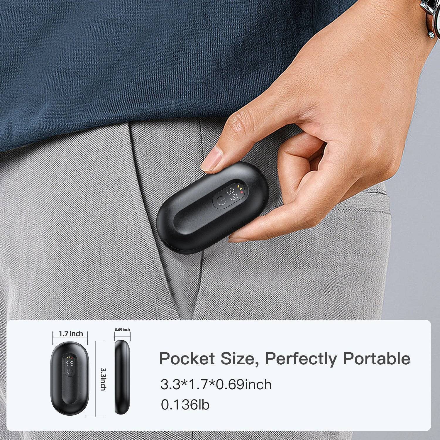 Rechargeable Hand Warmers with Digital Screen and Magnetic Design