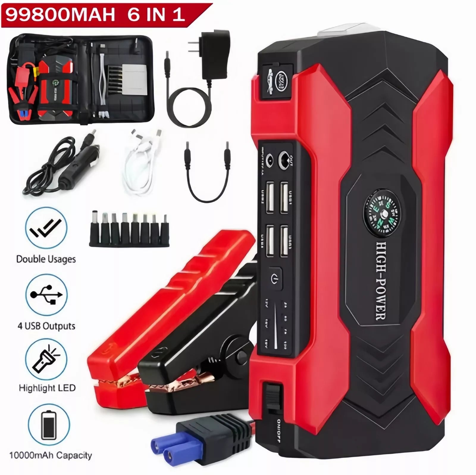 1200A Jump Starter for Cars with Power Bank and LED Flashlight