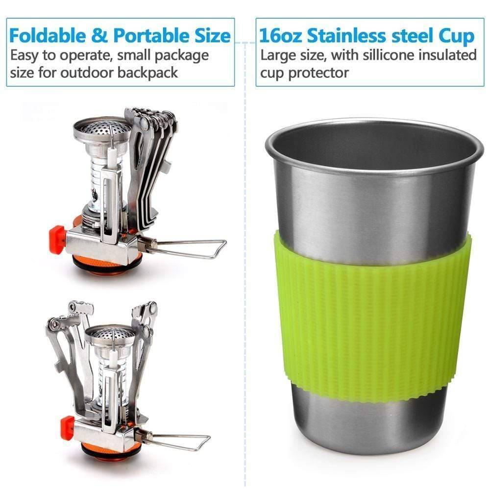 Mini Stove Camping Cookware Kit for Outdoor Use