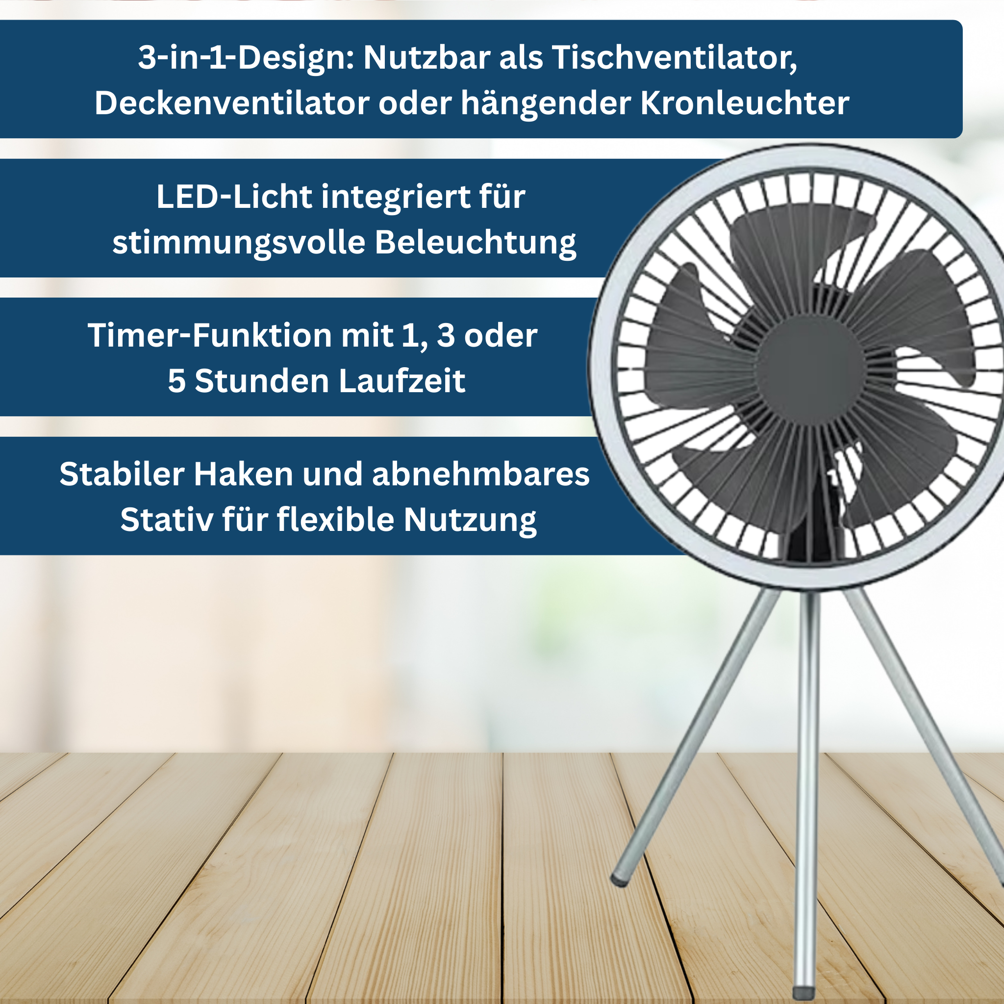 Camping Fan with LED Light – Portable Outdoor Cooling Solution