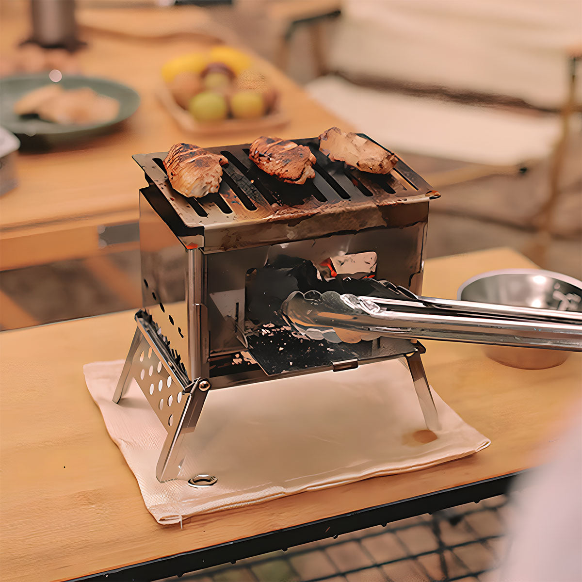 Lightweight Outdoor Grill - Portable Wood Stove for Camping