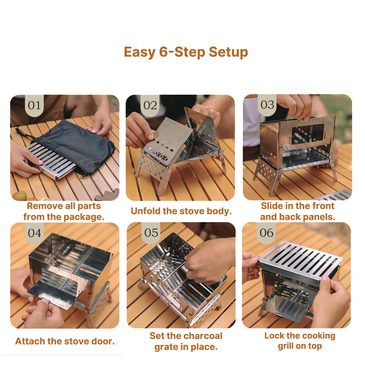 Lightweight Outdoor Grill - Portable Wood Stove for Camping