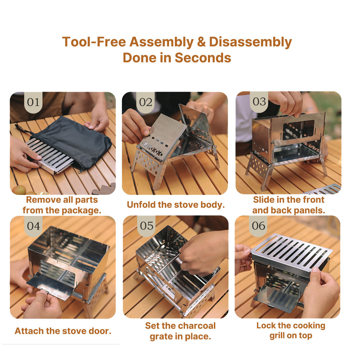 Lightweight Outdoor Grill - Portable Wood Stove for Camping