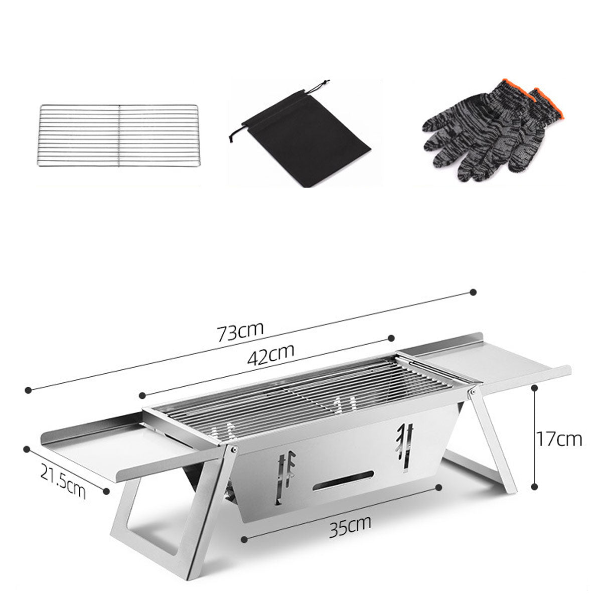 Foldable Portable BBQ Grill with Charcoal - Slim Design for Outdoor Use
